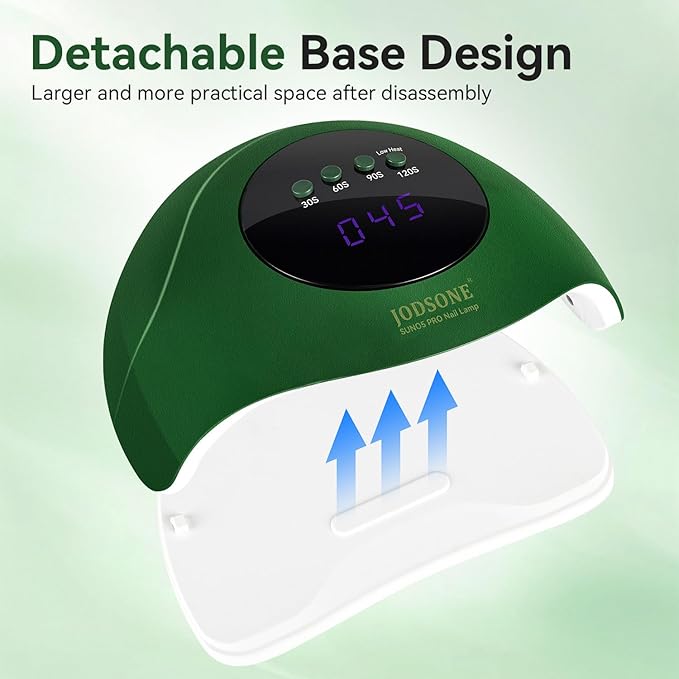 JODSONE U V Nail Lamp LED Gel Nail Dryer Gel Nail Lamp with Auto Sensor and 4 Timers Home Salon Use Nail Tools Green
