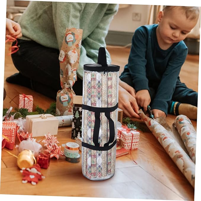 COLLBATH Wrapping Paper Storage Bag Transparent Container for Packing Paper Organizer for Holiday and Christmas under Bed Storage