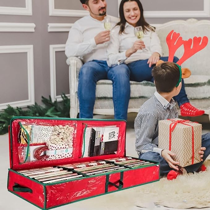 Christmas Storage Rack Spacious Under Bed Holiday Wrapping Paper Container Perfect for Gift Wrapping Ribbons Bows Wrapping Supplies Etc