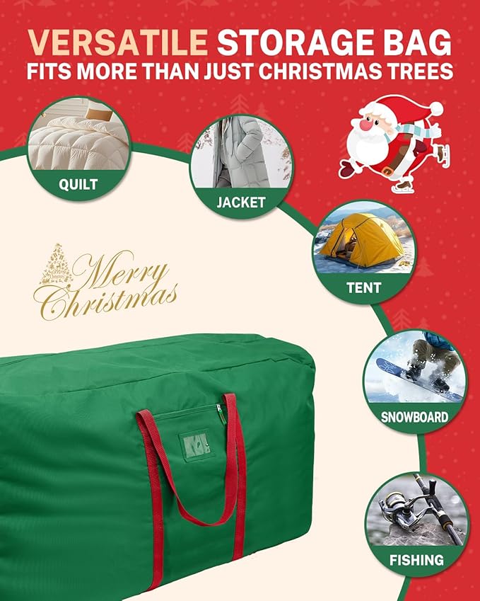Christmas Tree Storage Bag, MaidMAX Christmas Tree Bag Fits Up to 9ft Tall, Heavy-Duty 600D Oxford Fabric Christmas Tree Storage Box with Handles, Wide Opening Tree Storage Container (Green)