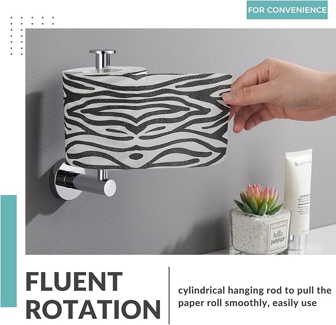 Vertical Toilet Paper Holder, Aomasi Stainless Steel Modern Bathroom Chrome Tissue Hanger with Round Plate, Standing Style TP Roll Storage, Wall Mounted