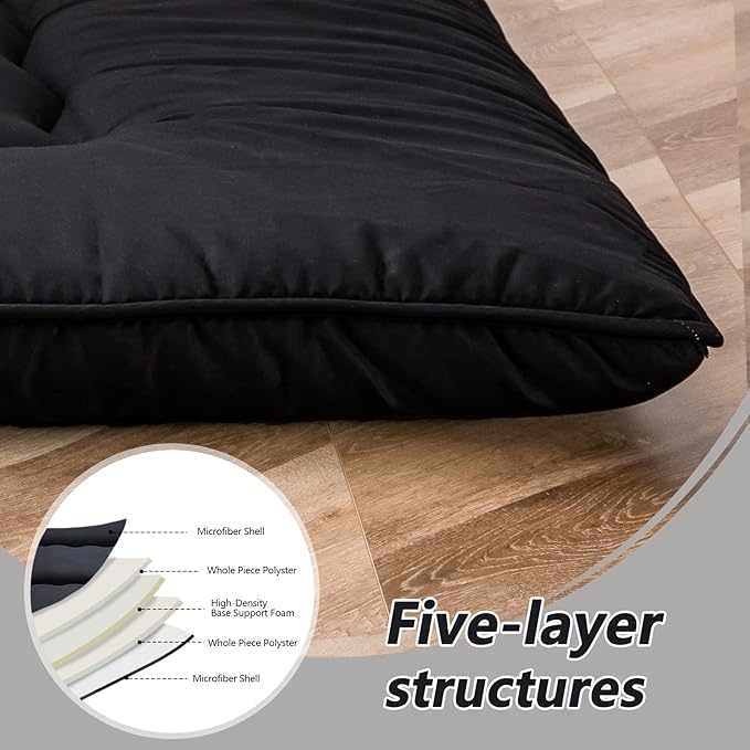 MAXYOYO Cot Japanese Floor Futon Mattress, Single Size Tatami Mat Sleeping Pad Foldable Roll Up Boys Girls Narrow Mattress