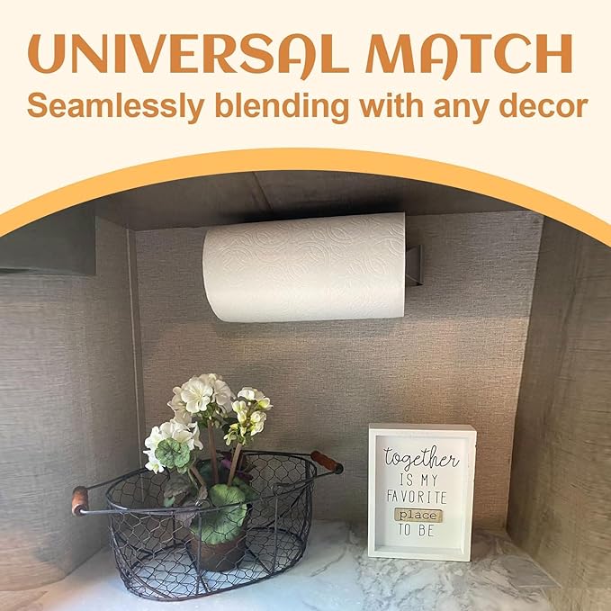 ECOTRIC Wall Mount Paper Towel Rack, Stainless Steel Kitchen Paper Towel Holder Under Cabinet，Silver Stylish Convenient Rollable Space-Saving Design