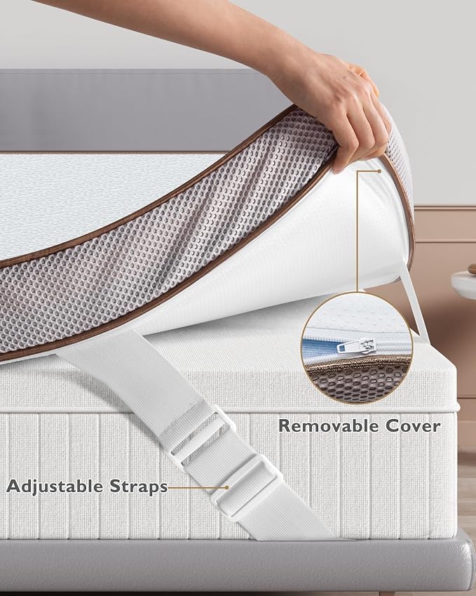 BedStory 4 Inch Mattress Topper Twin XL for College Dorm - Gel Memory Foam Bed Toppers with Breathable Removable Cover, CertiPUR-US Certified Comfort