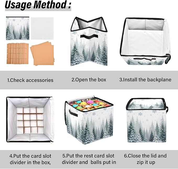 Christmas Tree Ornament Storage Basket Box Winter Xmas Holiday Storage Container Cube with Adjustable Dividers for 64 Holiday Ornaments or Decorations Keeps Clean and Dry for Next Season