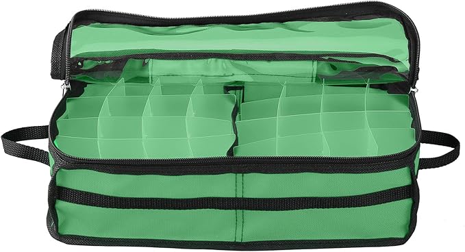 Ornament Storage Box Under Bed 64 Cell Partition 600D Oxford PVC Transparent Window 61x30.5x15cm (Green)