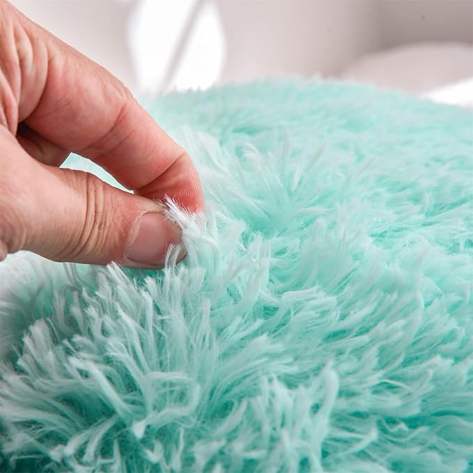 A Nice Night Faux Fur Reading Pillow Bed Wedge Large Adult Children Backrest with Arms Back Support for Sitting Up in Bed/Couch for Bedrest,Aqua