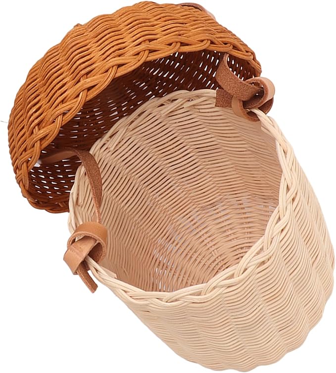 Hanging Baskets Rattan Storage Basket Handmade Photography Props Acorn Shaped Home Decorative for Girls Rattan Basket Bag Kids (Large Handbag)