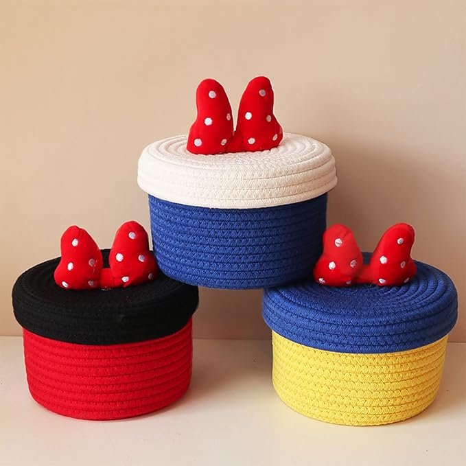 Cotton Thread Christmas Tree Storage Basket With Cover Organization For Makeup Toy Organizer Holder Woven Storage Baskets For Organizing