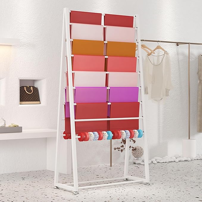Double-Sided Wrapping Paper Ribbon Rack, Flower Wrapping Paper Storage Rack, Scarf Shelf, Floor Rack with Removable Crossbar, Suitable for Florists, boutiques(White,100 * 170cm/39.4 * 67in)