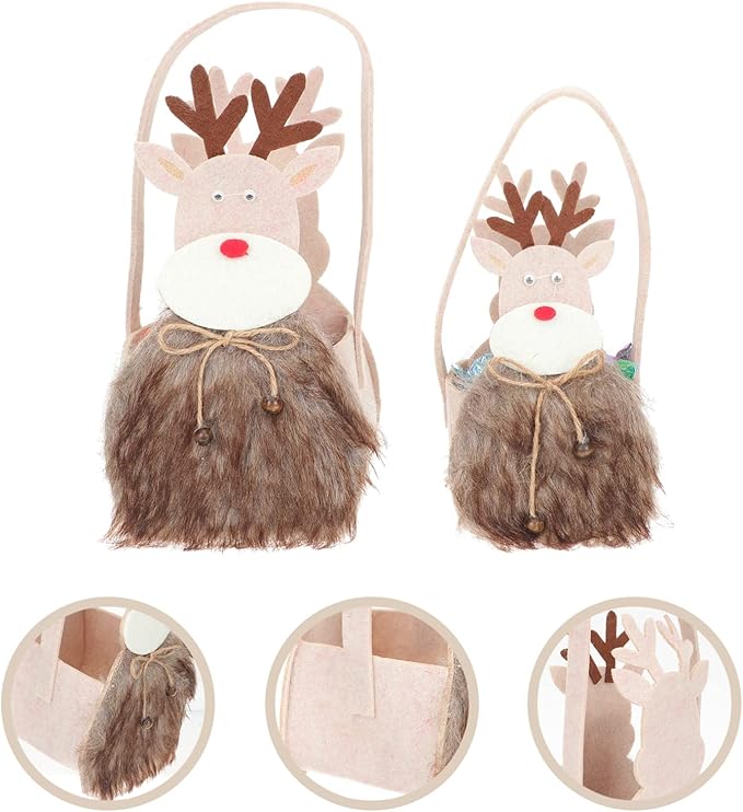 Yardwe 2pcs Christmas Candy Holder Storage Basket Cartoon Design Xmas Treat Bags Portable Decorative Christmas Baskets for Cookies Sweets and Treats for Holiday Festivities