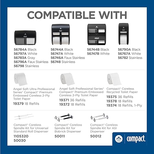 Georgia-Pacific Compact 2-Roll Side-by-Side Coreless High-Capacity Toilet Paper Dispenser by GP PRO (Georgia-Pacific); Black; 56784A; 1 Dispenser
