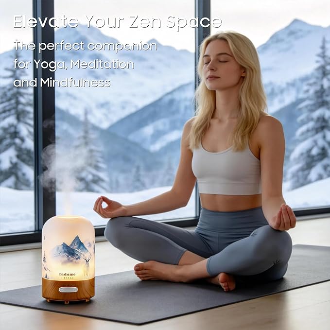 Essential Oil Diffuser, Hand Blown Glass Aromatherapy Diffuser, Ultrasonic Cool Mist Scent Aroma Humidifier, Diffuser Oil Machine Whisper Quiet with Auto Shut-Off for Home Bedroom Office(<25dB)