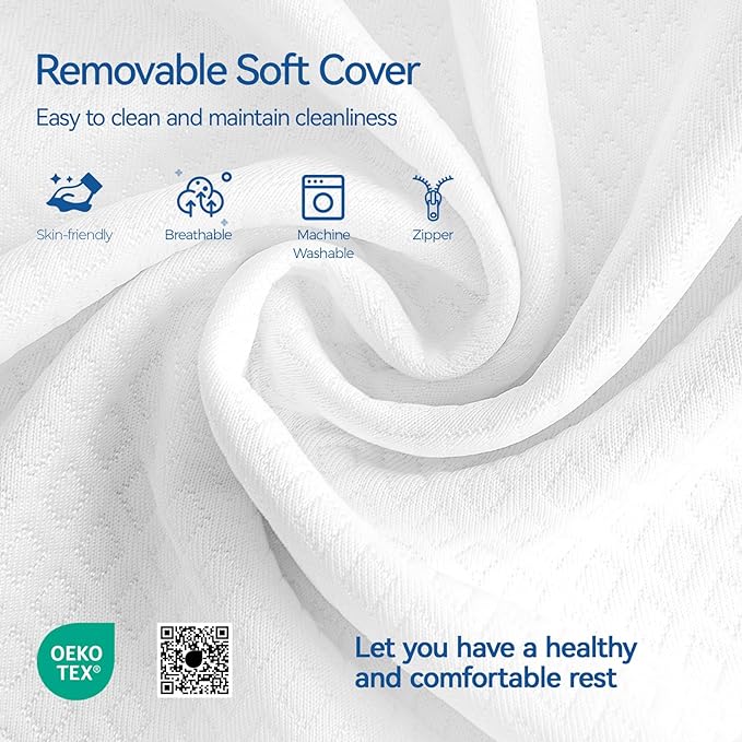 Kayfia Reading Pillow, 10 in 1 Back Pillow for Bed Sitting up with Detachable Arms Rest, Back Rest Pillow with Gel Memory Foam,for Reading/Gaming/Working in Bed or Couch 19", White