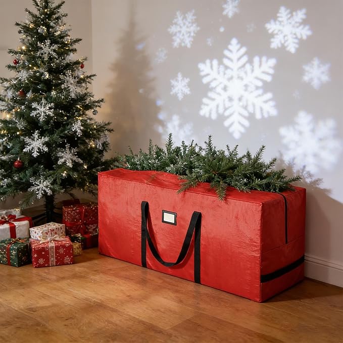 Christmas Tree Storage Box – High-performance, Zippered Large Holder, Organizer Heavy Duty Bags, Reinforced Handles Home Basement Garage | Home Basement Garage Closet College Dorm Attic Ergonomic