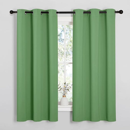 NICETOWN Froest Green Blackout Curtains 45 inches Length for Cafe, 2 Panels, 34" Wide, Thermal Insulated Decoration Drapes for Small Window