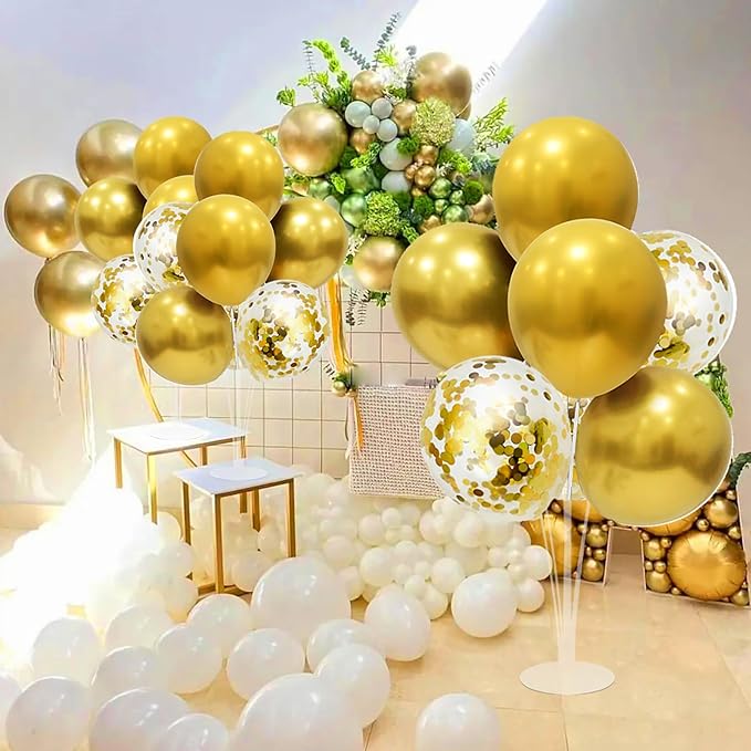 ZJDHPTY Gold Party Decorations 4Set Balloon Stand Table Centerpieces for Birthday Bridal Shower Wedding Anniversary Engagement Mother's Day Father's Day Graduation Decorations 2026 New Years Eve
