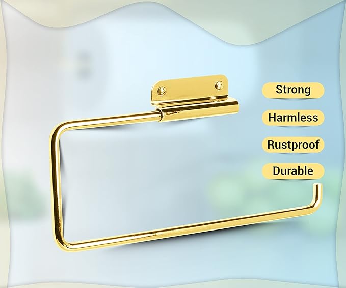 ARSUK Stainless Steel Paper Towel Holder – Wall Mounted or Under Cabinet – Rustproof Kitchen Roll Organizer for RV, Bathroom, Garage – Screws Included – 11.4 x 4.7 inch (Brass)