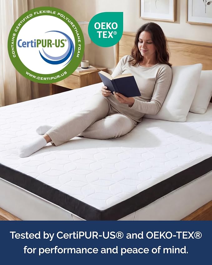 Memory Foam Mattress Topper with Cooling Cover - 3 Inch Cooling Gel Mattress Topper - Extra Plush, Thick and Comfortable - Cal King Size Mattress Pad with Washable Cover - Pressure Relief Bed Topper