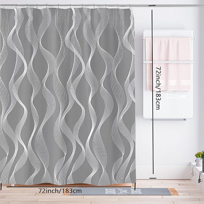 LLSCL Fabric Shower Curtain Liner with Magnets, Waterproof Hotel Quality, 72 x 72 Machine Washable