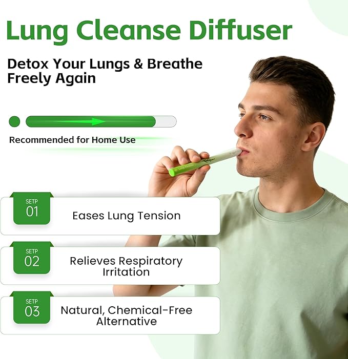 Herbal Diffuser Duo, Lung Cleanse and Energy Diffuser Pens with Extract of Mullein and Natural Caffeine, 100% Natural Swap, Home & Work Duo, 4 Sticks, 600 Uses Each