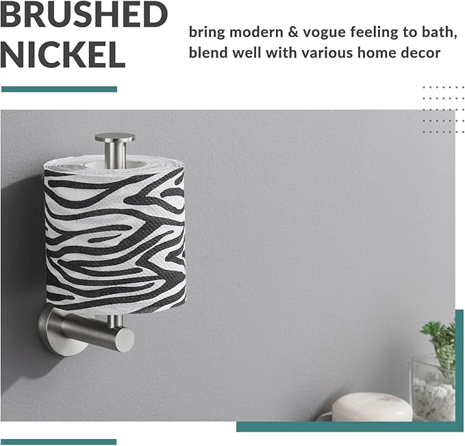 Vertical Toilet Paper Holder, Aomasi SUS304 Stainless Steel Toilet Tissue Roll Hanger with Round Plate, Bathroom TP Roll Organizer, Wall Mounted, Brushed Nickel