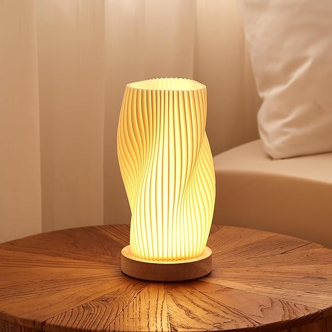 Dawnwake Table Lamp Bedside Lamps for Bedroom, Small Night Stands Desk Lamp, Mood Warm Cozy Lighting, Vintage Boho Cool Mid Century Modern Lamp, Aesthetic Accents Home Room Decor (Warm-A, Medium)