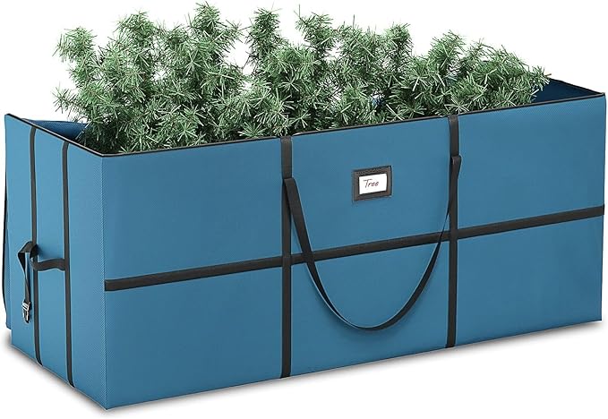 Clara Clark Christmas Tree Storage Bag - Extra Wide Xmas Tree Storage Box Container Made from Durable Oxoford 600D Waterproof Fabric with Handles & Dual Zipper (1, 9 ft)