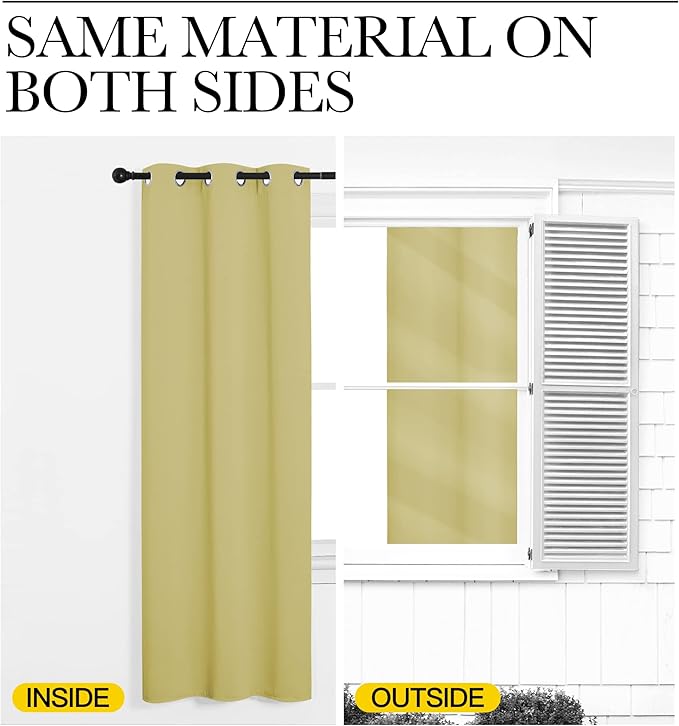 NICETOWN Paler Yellow Blackout Curtains 86" Long for Office, 55" Wide, 2 Pieces, Dining Room, Guest Room, Sound Reducing Heat and Cold Block Curtain Panels for Modern Room Decorative