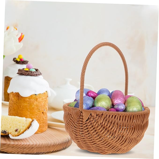 Luxshiny Rectangular Woven Mini Easter Basket for Storage and Decoration Party Storage Holder Handle for Eggs Candies and Items
