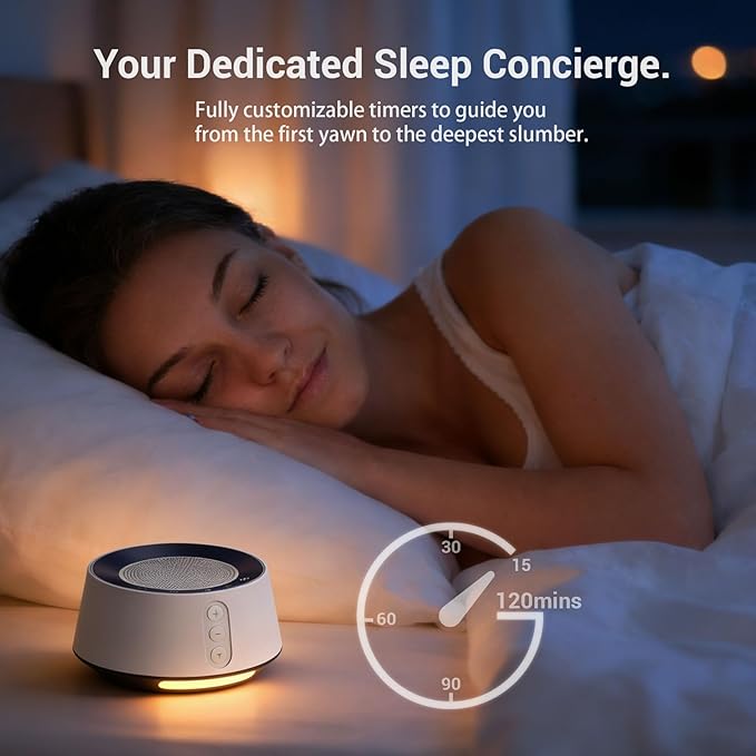BGOVERSS White Noise Machine with Night Light – 20 Soothing Sounds, 10 Color Lights, 5 Timer Settings & Memory Function, Portable Sleep Sound Machine for Baby Nursery, Kids & Adults,Wood