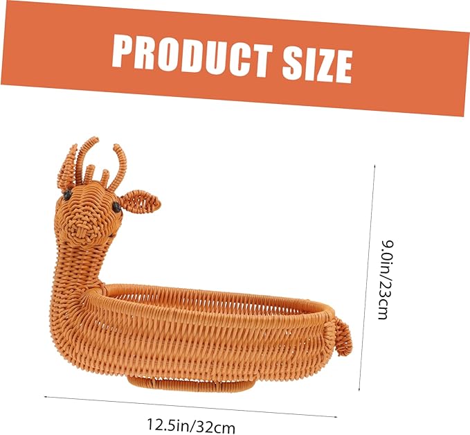 PRETYZOOM Christmas Elk Woven Storage Basket for Home Festive Decorative Container for Snacks Candy and Ornaments for Holiday Table Display and Organization