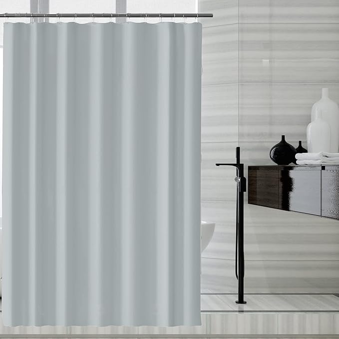LLSCL Grey Fabric Shower Curtain Liner with Bottom Counterweight, Waterproof Hotel Quality, 72 x 72 Machine Washable