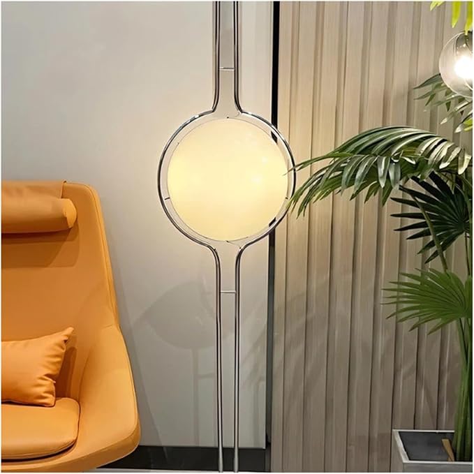 Creative Desk Lamp Chrome Metal White Acrylic Ball Lights Modern Art Lighting Living Study Room Home Decor Floor Lamp(Warm Light,White Light)
