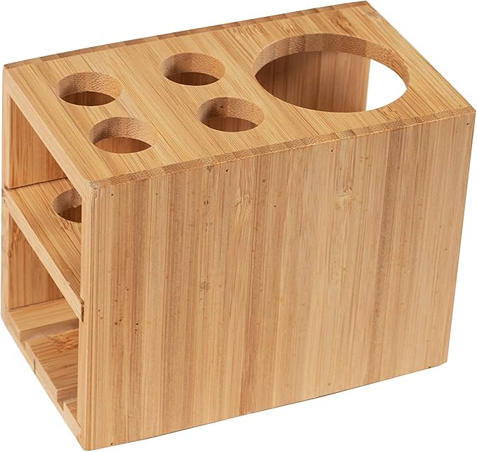 Bamboo Naturals Toothbrush Holder, Stores 4 Toothbrushes and 1 Toothpaste, Made of 100% Sustainable Bamboo, Stylish Bathroom Organizer Accessory, Easy to Clean and Odor Resistant