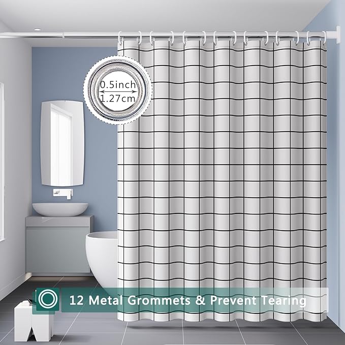 Shower Curtain Liner, 100% Waterproof Peva Shower Curtains with 3 Duty Heavy Bottom Magnets and 12 Rust Proof Grommets, 72x72 Weighted Shower Liner for Shower Stall, Bathtubs