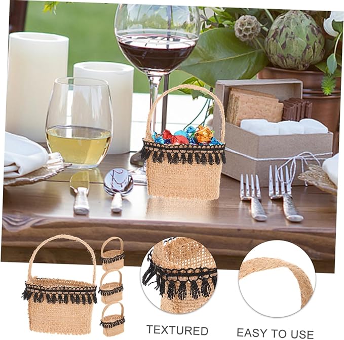 SHOWERORO 5pcs Miniature Flower Holder Bags for Wedding Parties Decorative Candy Storage Pouches Versatile Little Baskets with Handles for Festivals and Celebrations