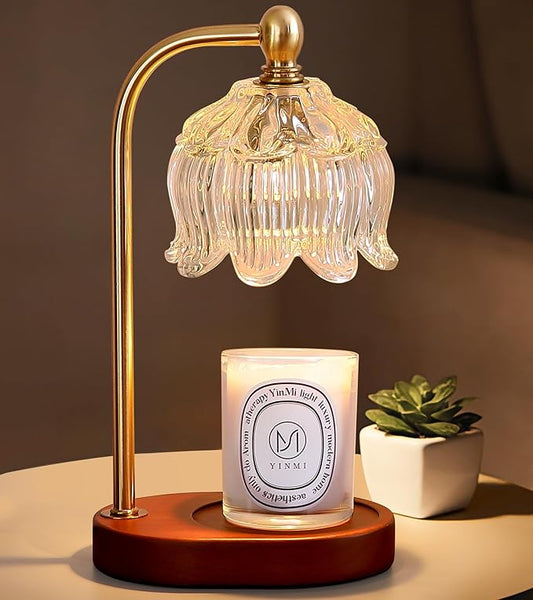 MEIXISUE Candle Warmer Lamp with Timer Dimmable,Antique Brass Candle Lamp,Wax Melt Warmer Light for Jar Candles,Mother's Day/Birthday/Christmas Gifts for Mom/Wife,Home Decor Lamp,with 2 Bulbs