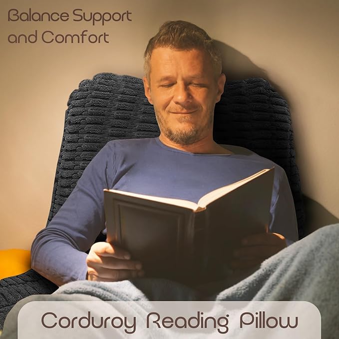 Reading Pillows for Sitting in Bed Adult, Back Rest Pillow for Sitting Up in Bed and Couch, Back Support Chair Pillow Support for Adult Backrest Pillows for Reading (Black 21 Inch)