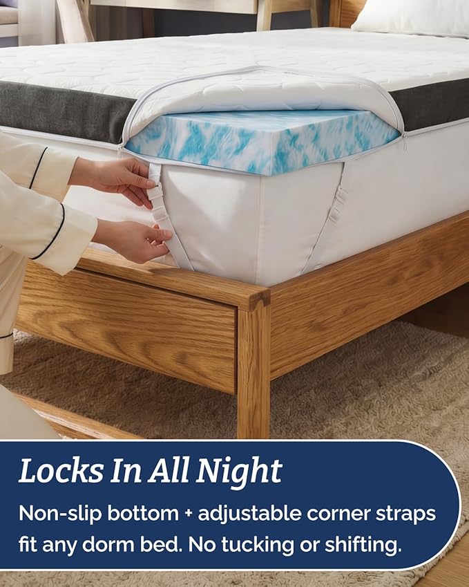 Memory Foam Mattress Topper with Cooling Cover - 3 Inch Cooling Gel Mattress Topper - Extra Plush, Thick & Comfortable - Twin Size Mattress Pad with Washable Cover - Pressure & Pain Relief Bed Topper