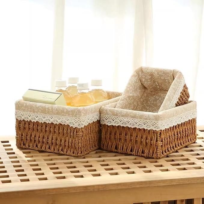 Straw storage box, living room coffee table, miscellaneous storage basket