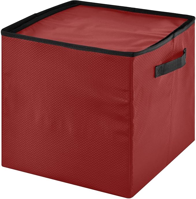 Red Christmas Ornament Storage Basket Box Holiday Storage Container Cube with Adjustable Dividers for 64 Holiday Ornaments or Decorations Keeps Clean and Dry for Next Season