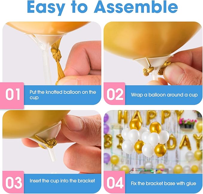 Voircoloria 8 Sets Balloon Stand Kits, Balloon Sticks Holder with Base for Table Graduation Birthday Baby Shower Gender Reveal Party Decorations