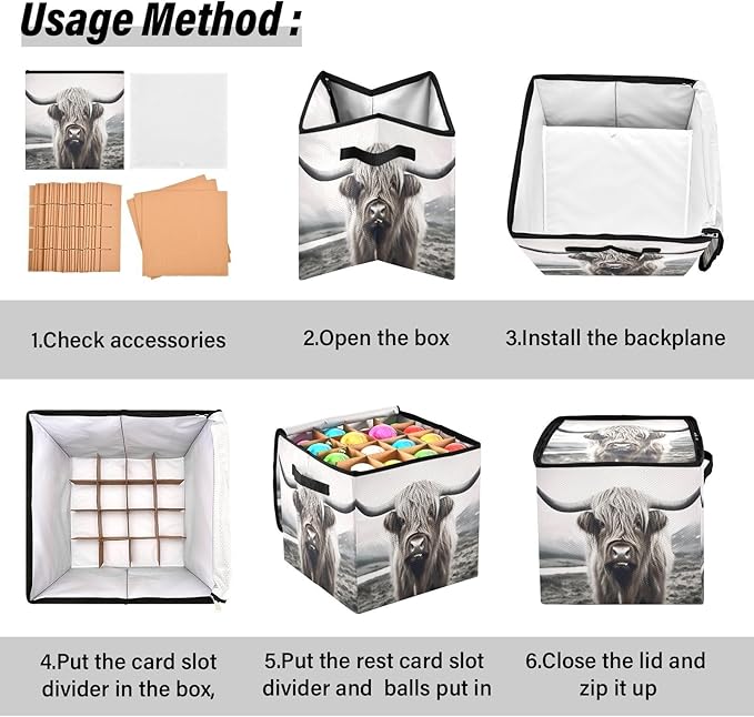 Kigai Highland Cow Christmas Ornament Storage Box with Zipper & Adjustable Dividers Holiday Ornament Organizer Xmas Storage Container, 64 Balls