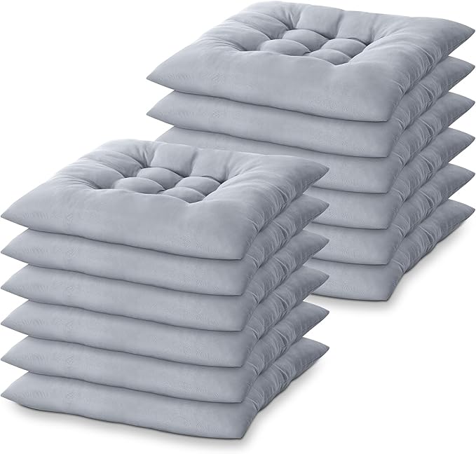 Geetery 12 Pcs Floor Pillows Bulk Seating Cushions for Floor Chair 15.7'' Large Meditation Cushion for Yoga Living Room Tatami Bedroom Balcony Office (Grey,Square)