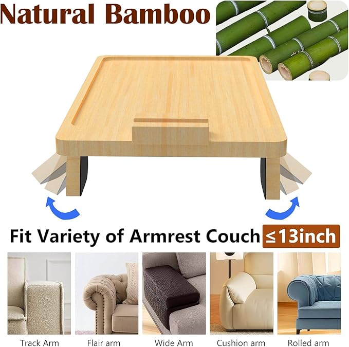 Couch Trays & Sofa Armrest Table - Multi-Functional Arm Trayes for Couch, Perfect Clip Sofa Tray Table for Snacks & Drinks