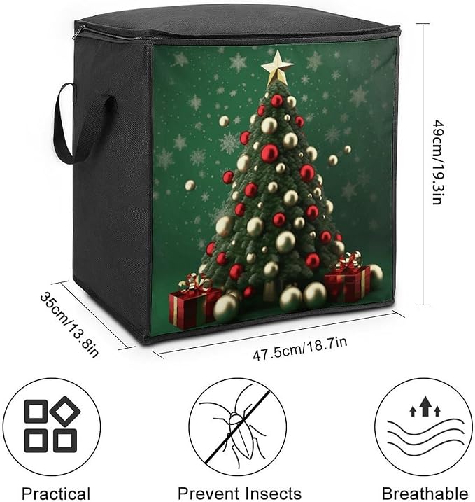 Round Ball Christmas Tree Storage Bag Quilt Storage Bag with Sturdy Zippered Fashion Breathable Closet Organizer Storage Boxes with Carry Handles for Blanket Pillow Bedding