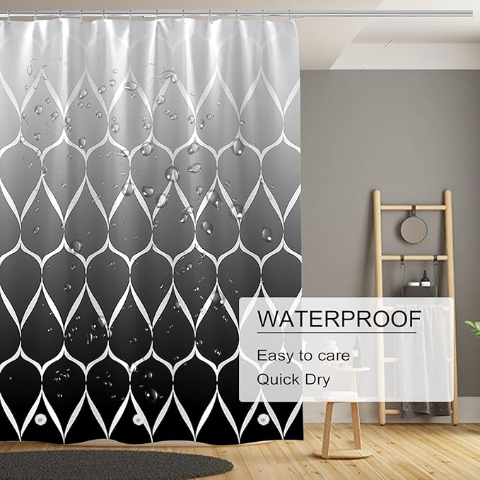 TIKABC Black Shower Curtain Liner, 4G PEVA Shower Liner, Plastic Peva Waterproof Shower Curtains, 72x72 inch with Grommet Holes 3 Magnetic Weights