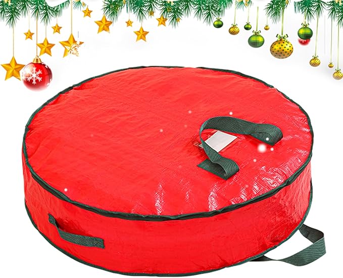 Wreath Storage Container,Christmas Wreath Storage - Waterproof with Sturdy Carry Handle Dust Protection Organizers for Under Bed Toy Home Garage Organization