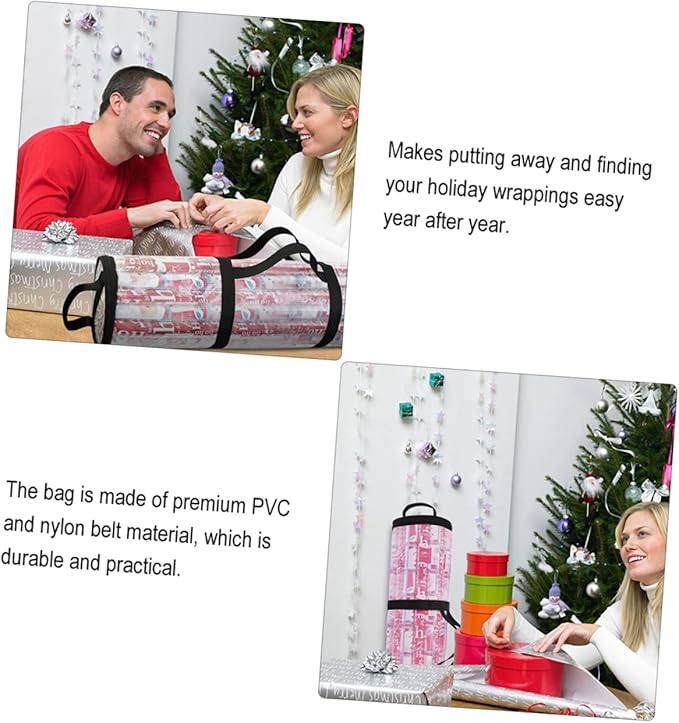 FOMIYES Handheld Christmas Wrapping Paper Storage Bag Decorative Cylindrical Organizer for Easy to Handles for Closet and under Bed Storage